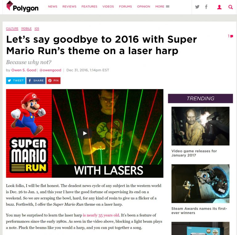 Super Mario Run on Laser Harp